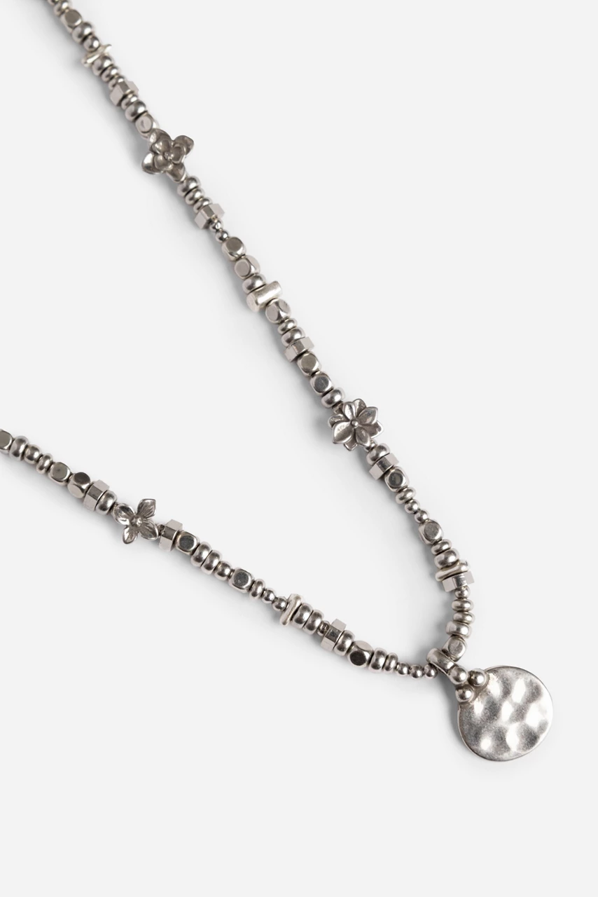 Johnny Was MIXED BEADED PENDANT NECKLACE Silver