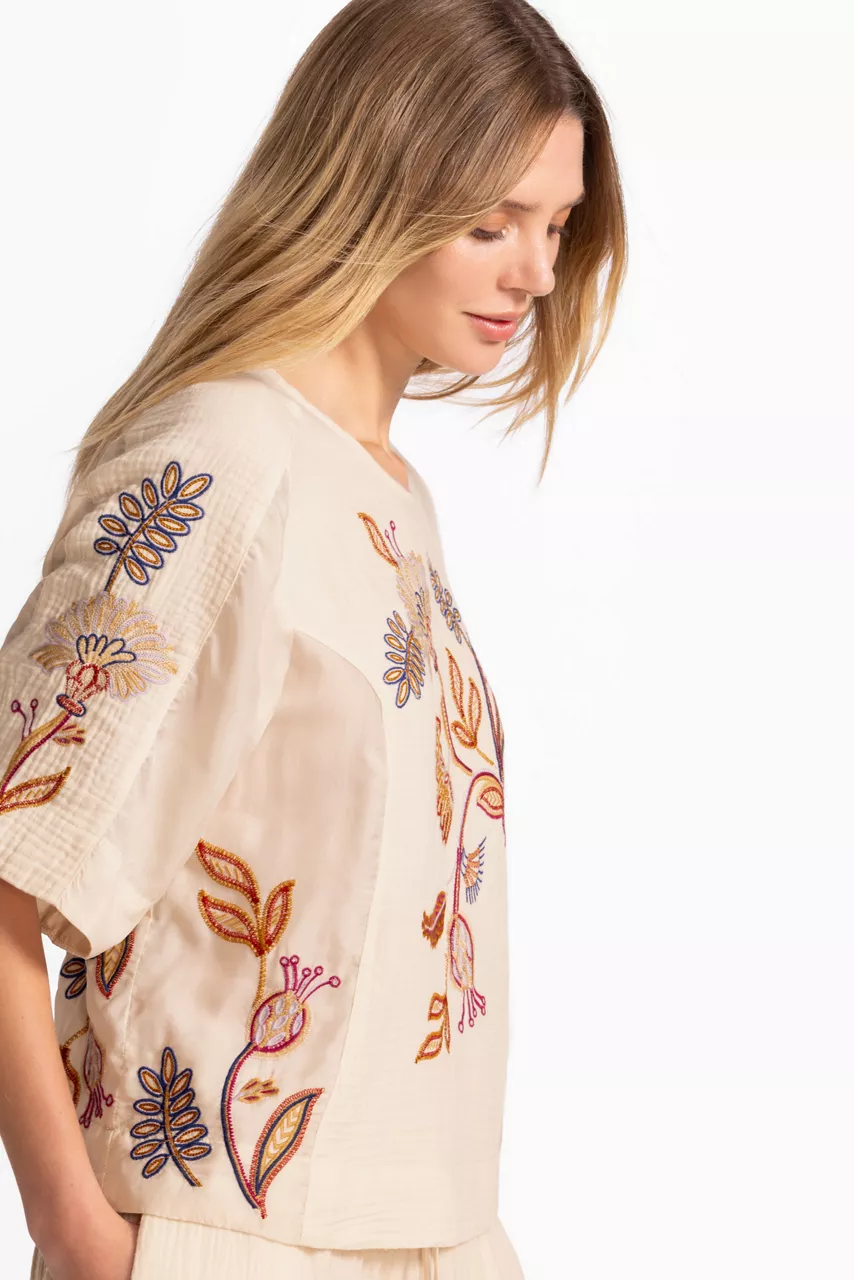 Johnny Was MIXED MEDIA DOLMAN BLOUSE Shell