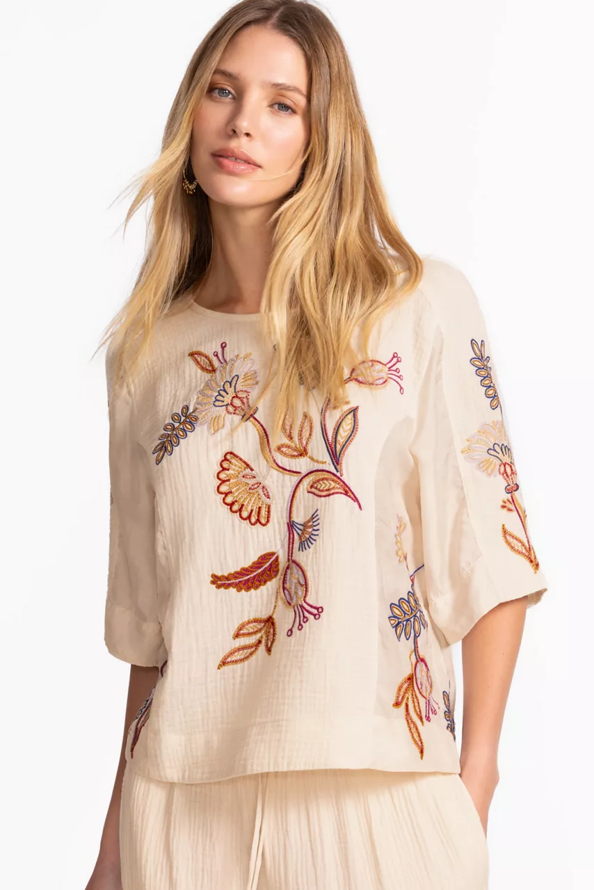 johnny was MIXED MEDIA DOLMAN BLOUSE Shell