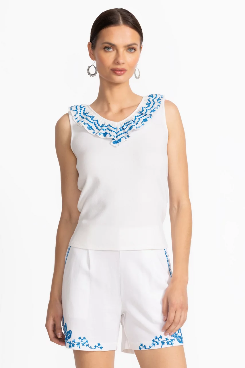 johnny was MIXED MEDIA FLUTTER TANK White