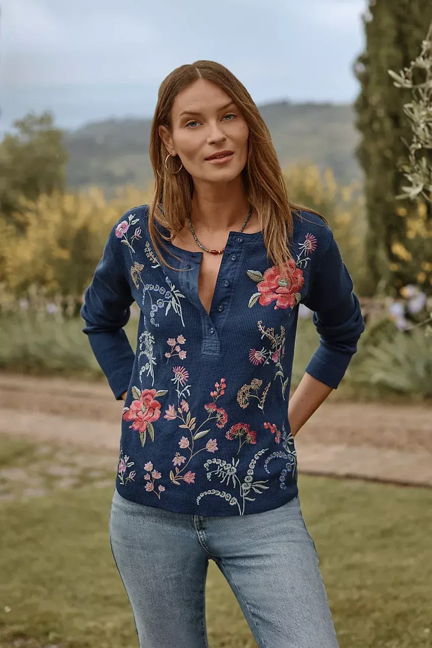 johnny was MIXED MEDIA HENLEY THERMAL Blue Night