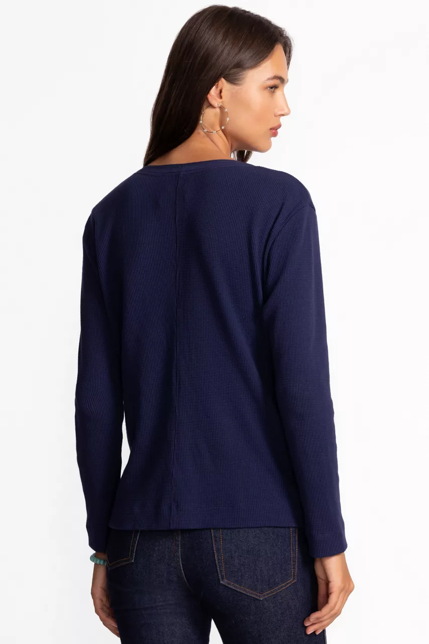 Johnny Was MIXED MEDIA HENLEY THERMAL Blue Night