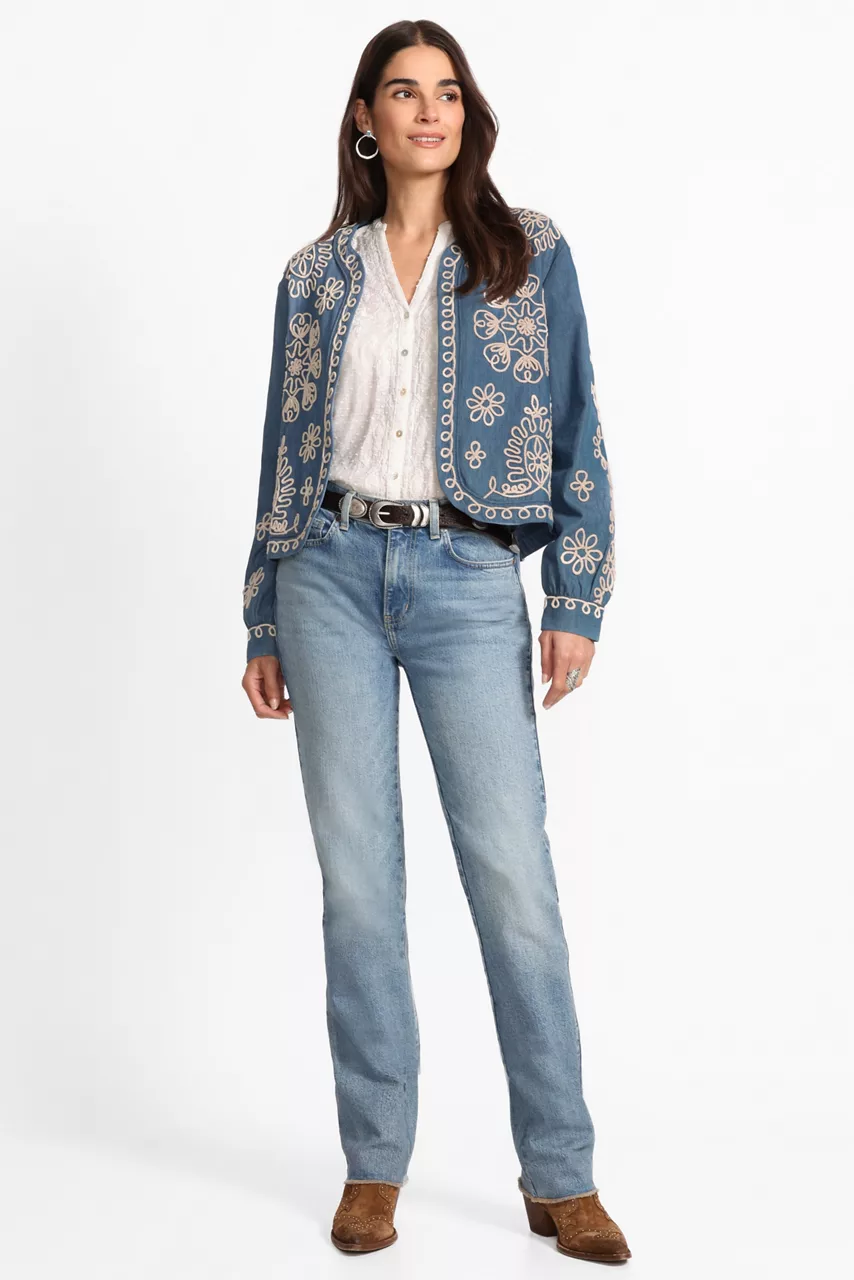 Johnny Was MIXED MEDIA HI LO SHIRT Natural