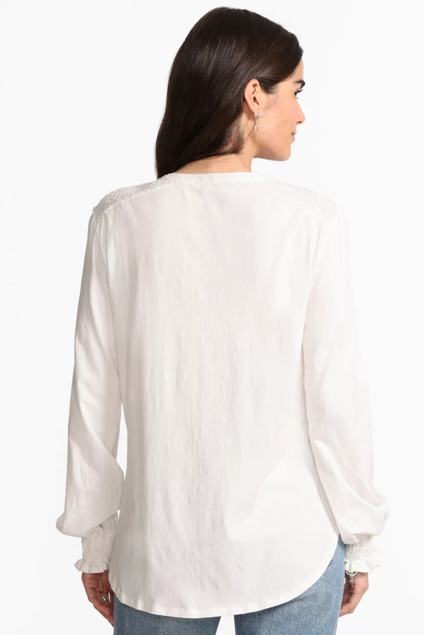 Johnny Was MIXED MEDIA HI LO SHIRT Natural