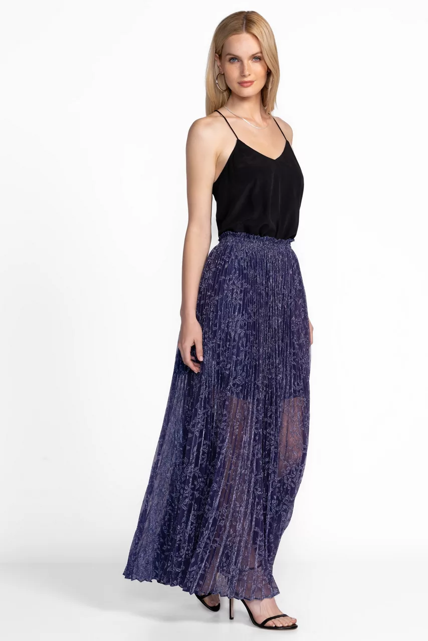 Johnny Was MONTEE PLEATED MAXI SKIRT Electric Blue