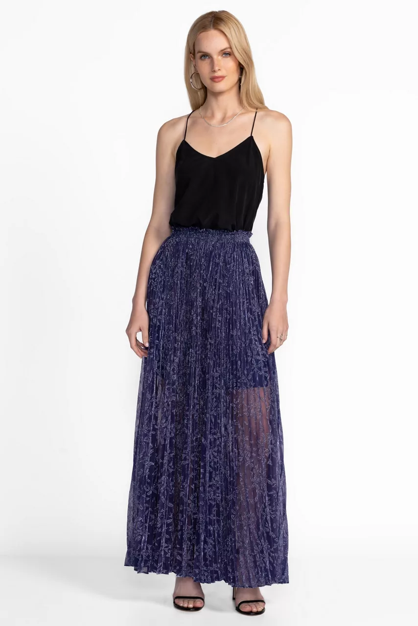 johnny was MONTEE PLEATED MAXI SKIRT Electric Blue