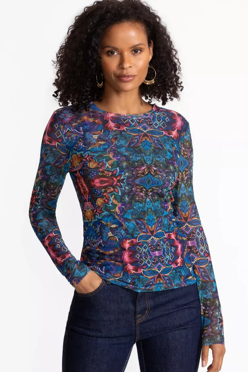 Johnny Was NATALIE LONG SLEEVE MESH TEE Ottalie