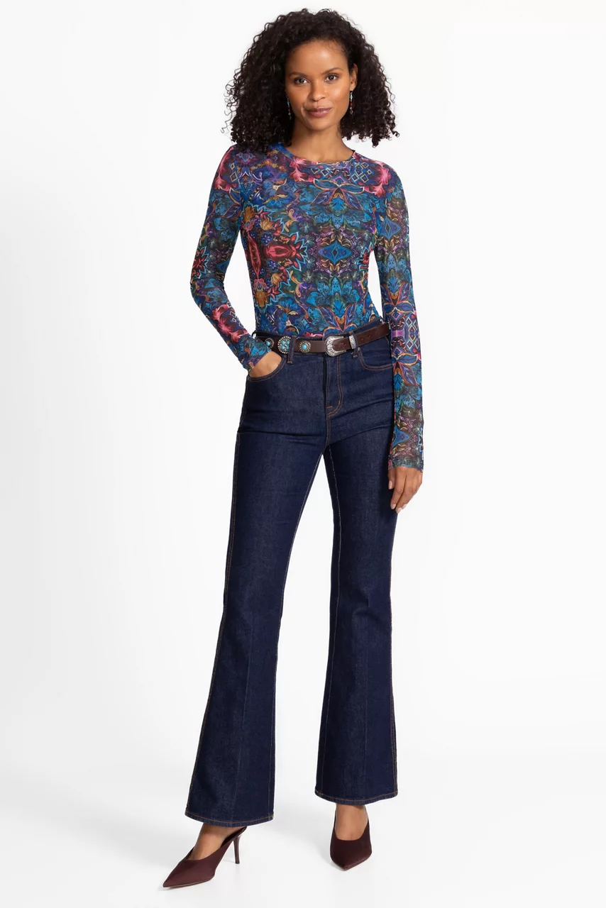 Johnny Was NATALIE LONG SLEEVE MESH TEE Ottalie