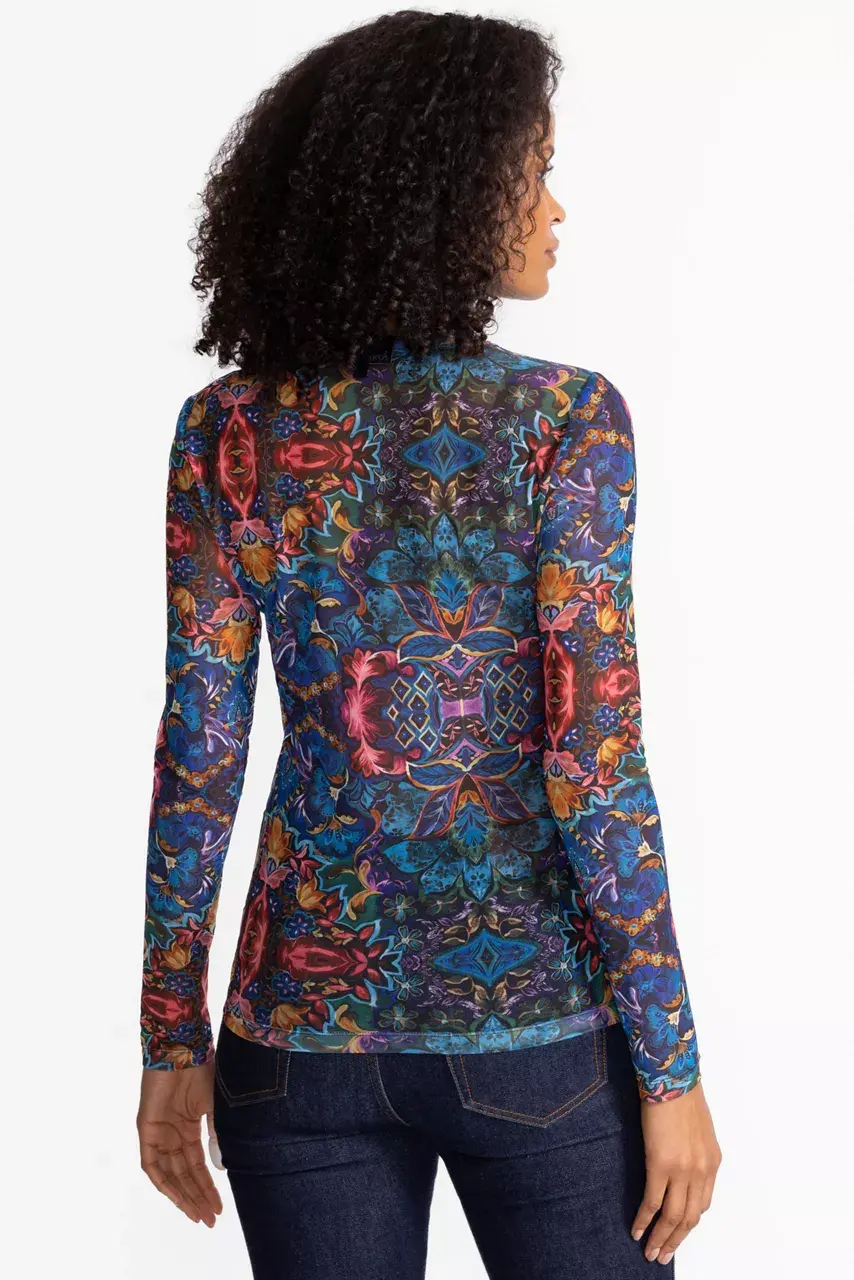 Johnny Was NATALIE LONG SLEEVE MESH TEE Ottalie