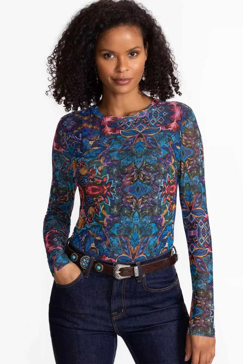 johnny was NATALIE LONG SLEEVE MESH TEE Ottalie