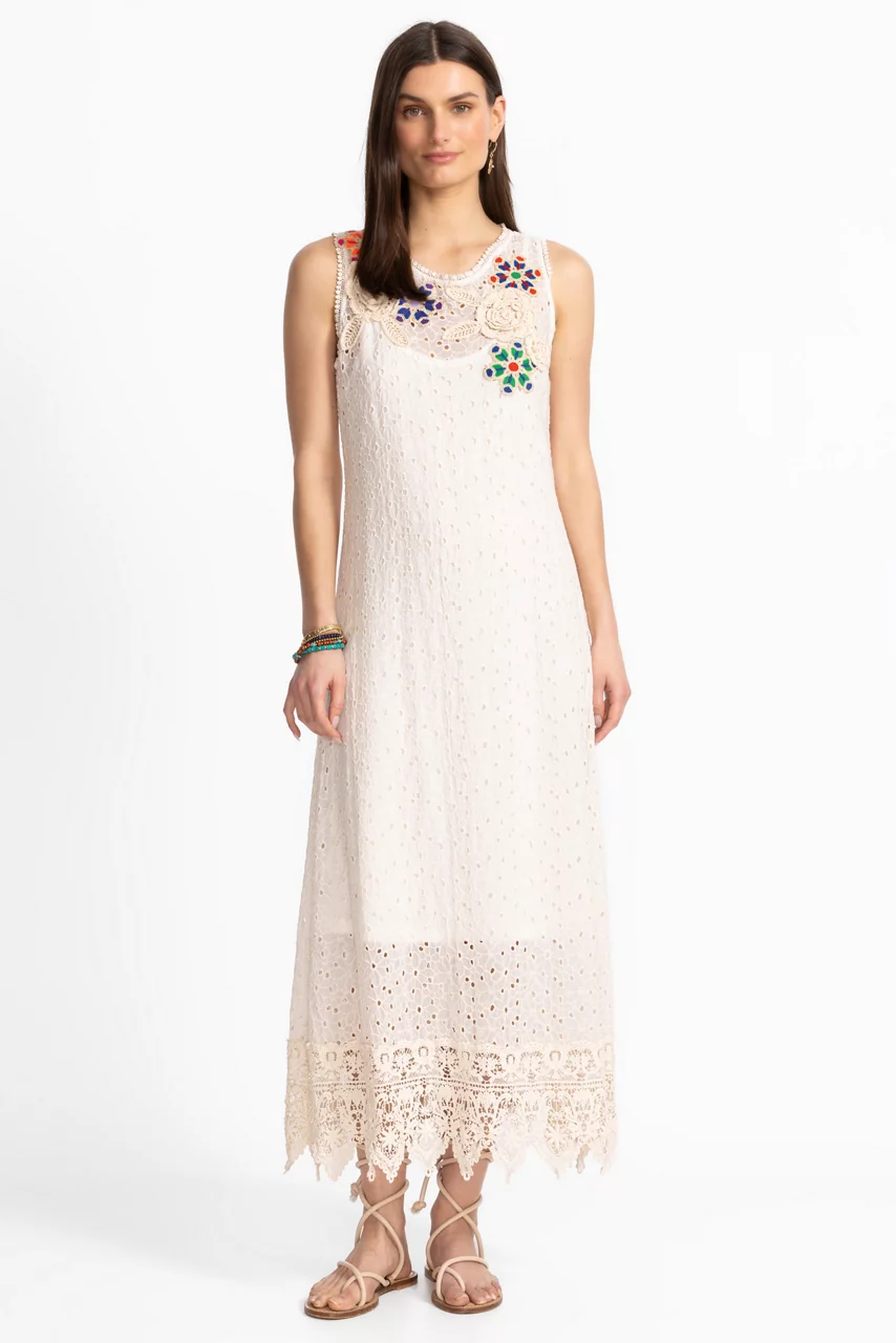 Johnny Was NYDIA APPLIQUE DRESS Natural