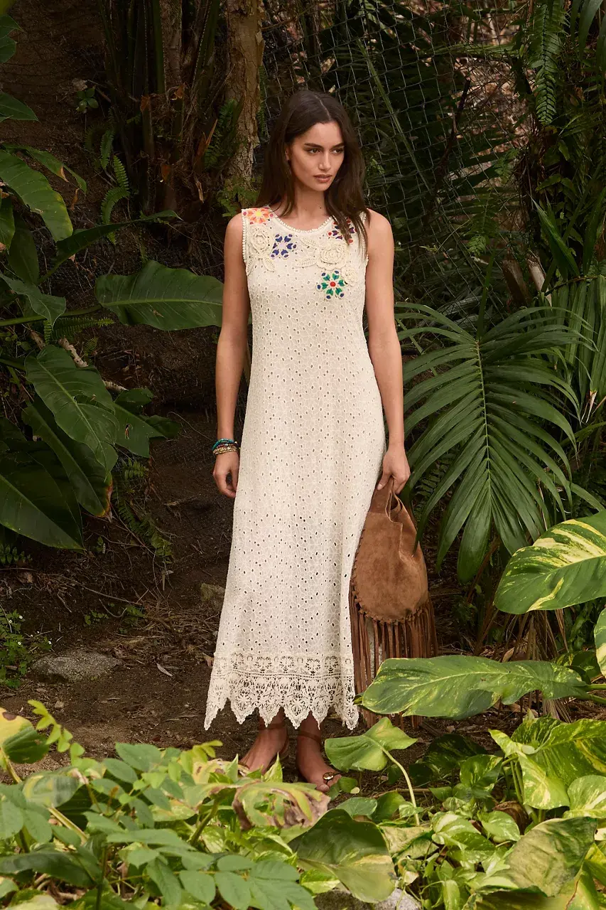 johnny was NYDIA APPLIQUE DRESS Natural