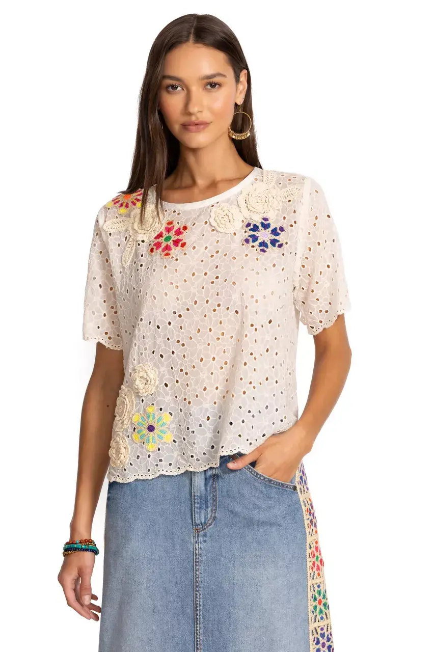 johnny was NYDIA APPLIQUE TOP Natural