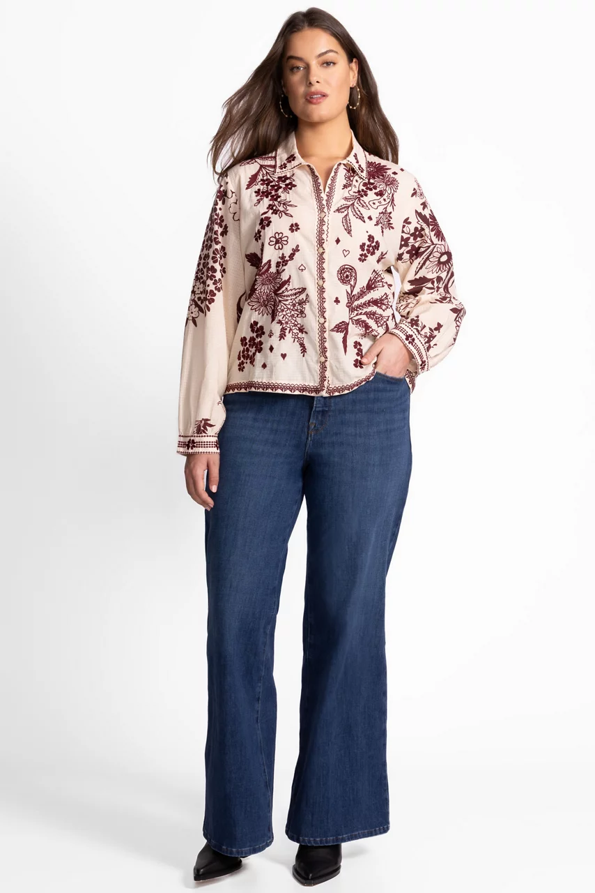 Johnny Was OPEN NECK SHIRT Aquijio