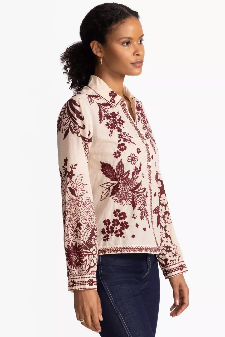 Johnny Was OPEN NECK SHIRT Aquijio