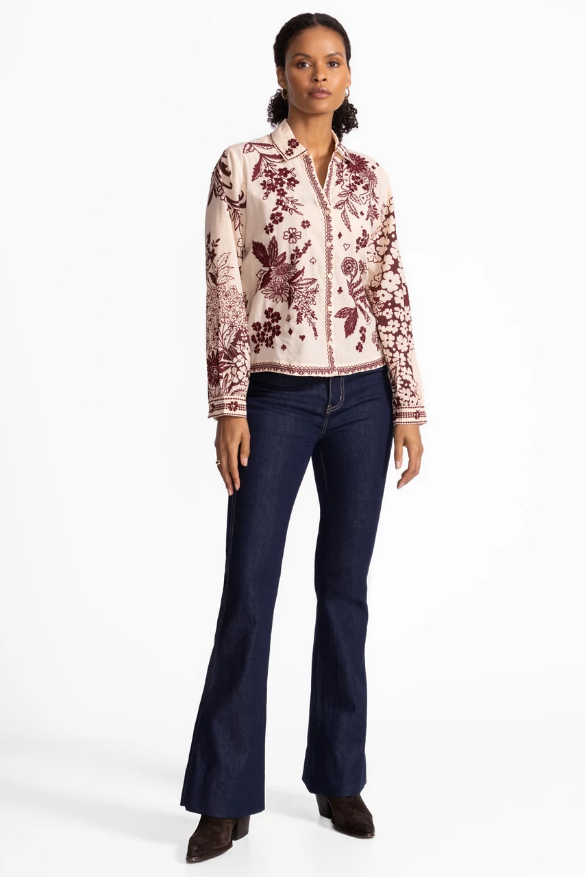 Johnny Was OPEN NECK SHIRT Aquijio