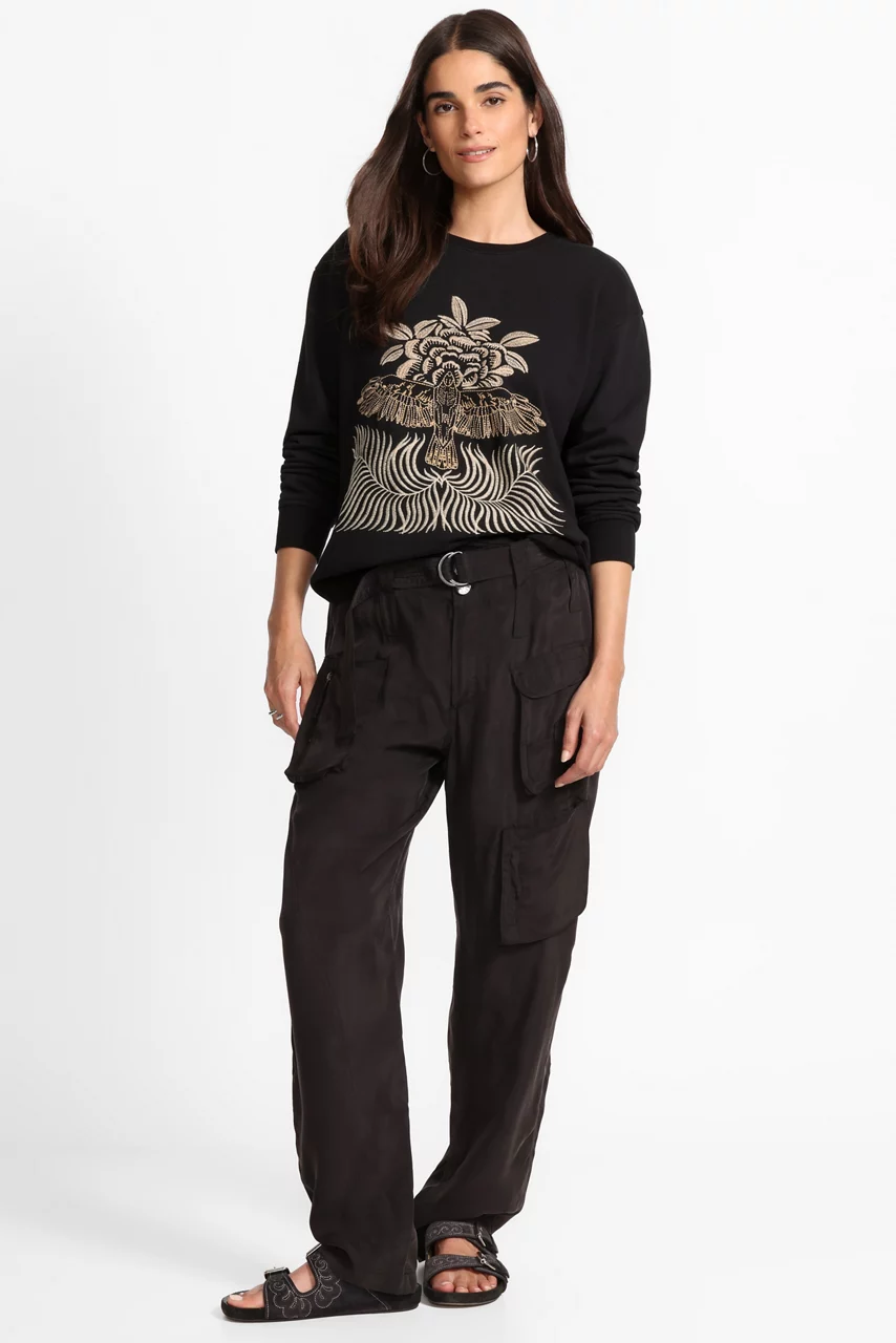 Johnny Was PAJARO SWEATSHIRT Black