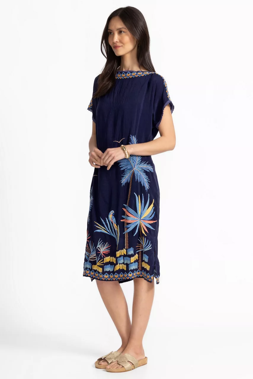 Johnny Was PALM BEACH DRESS Blue Night