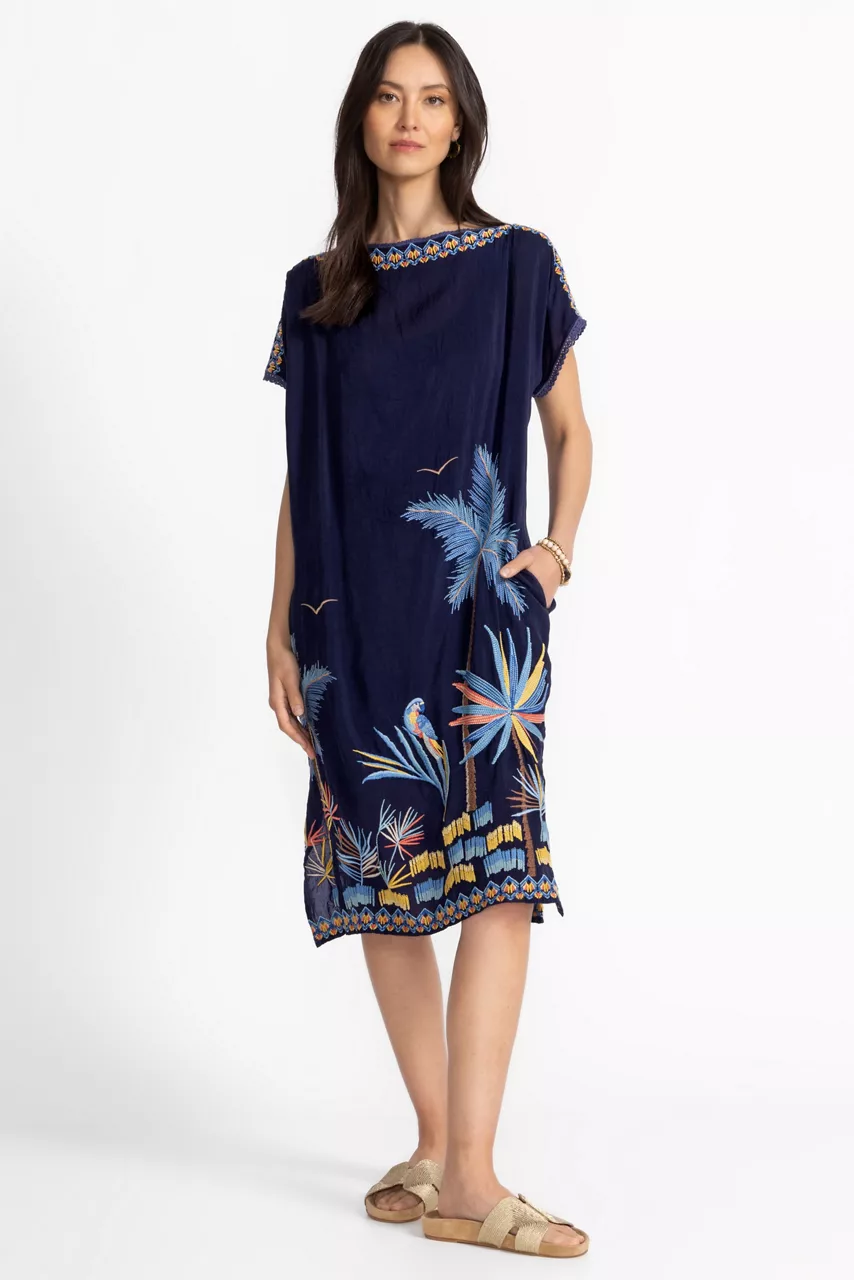 Johnny Was PALM BEACH DRESS Blue Night