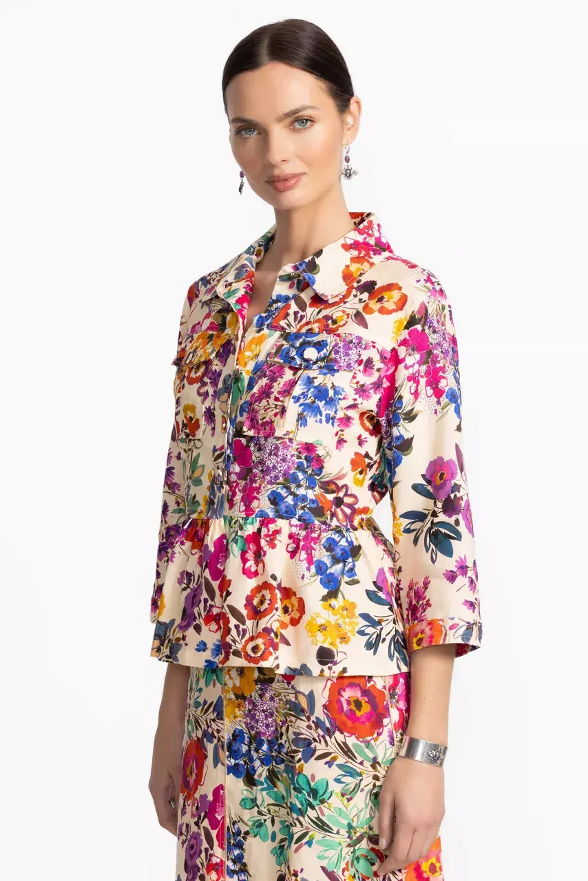 Johnny Was PEPLUM LINEN JACKET Evalon