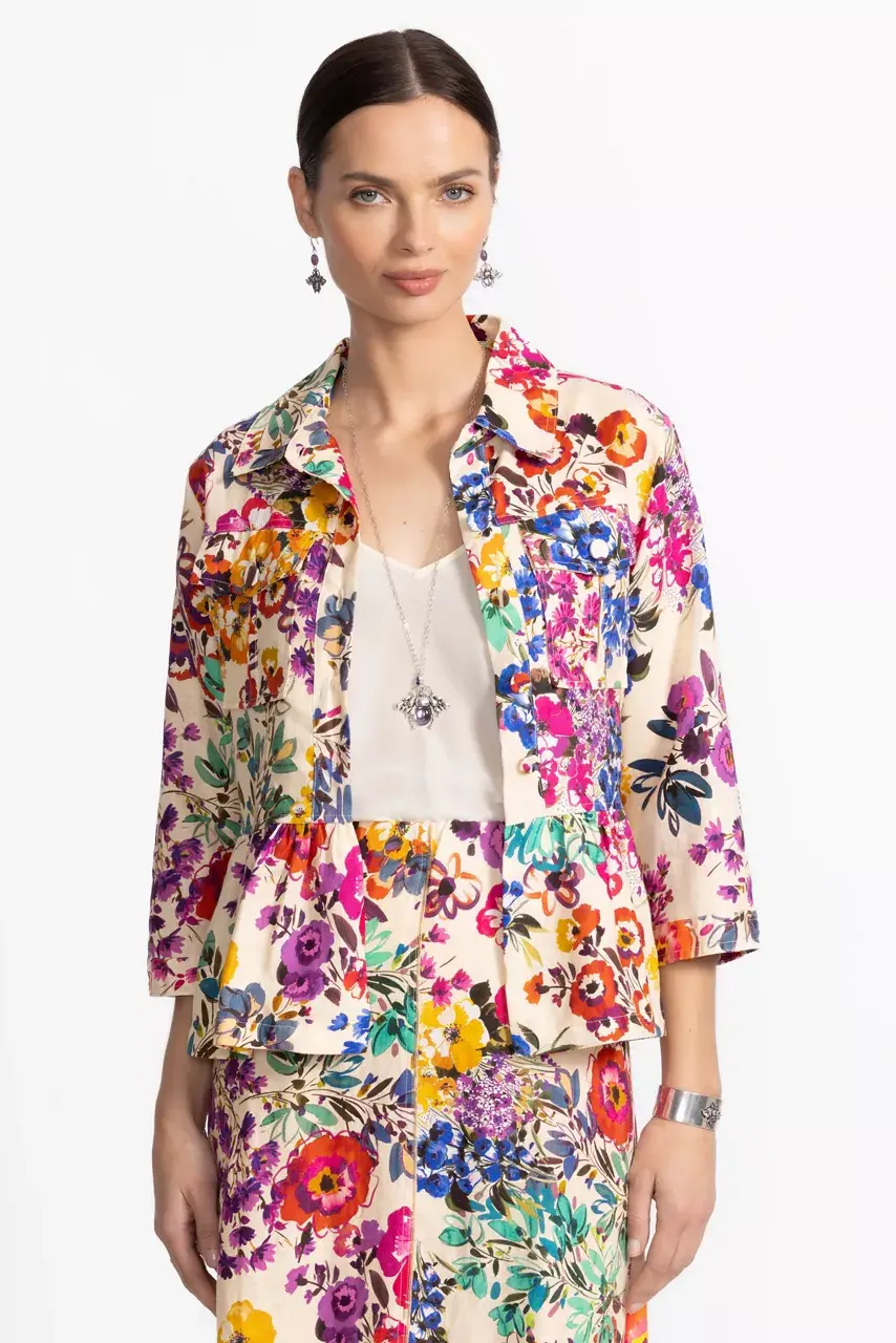 Johnny Was PEPLUM LINEN JACKET Evalon