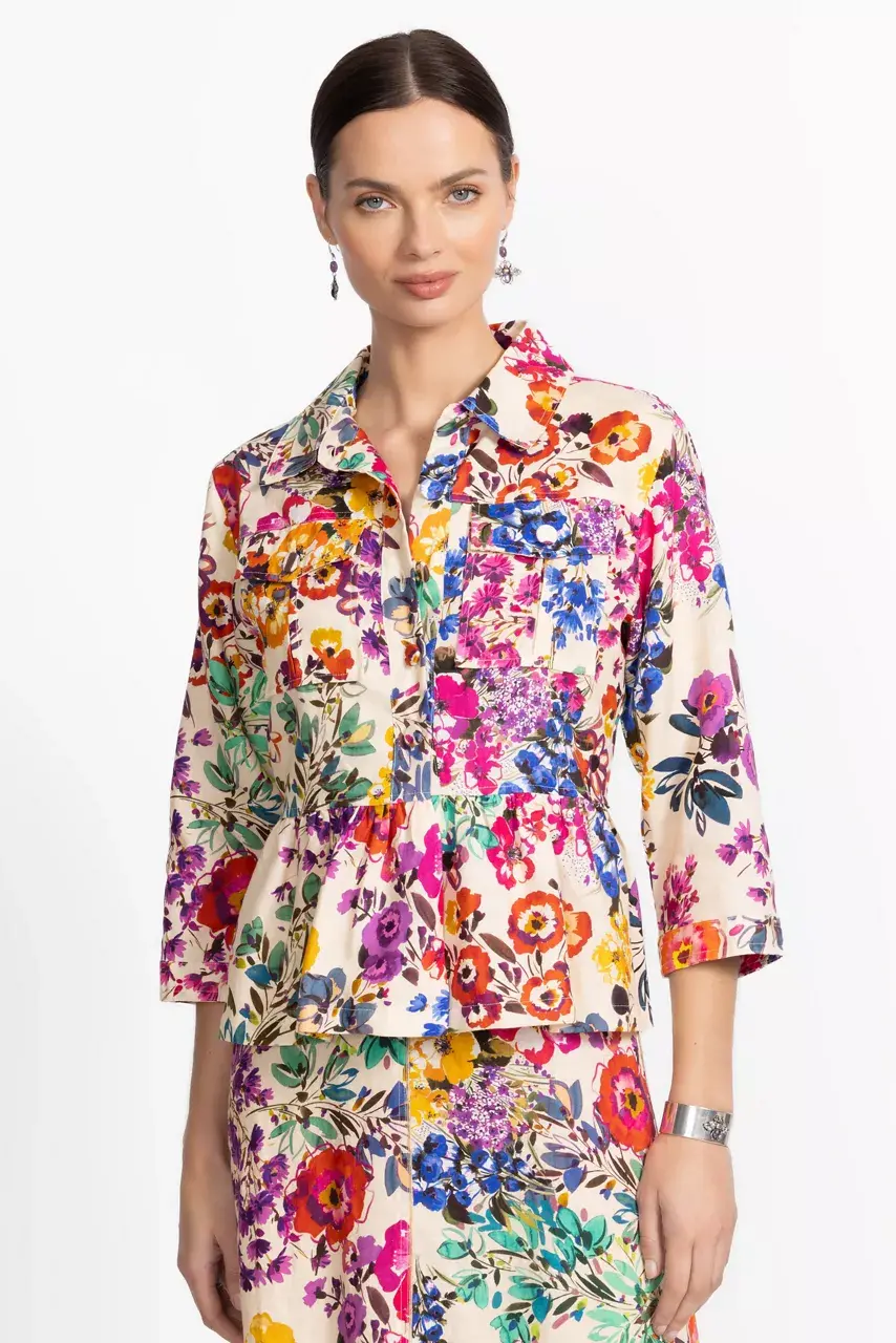 johnny was PEPLUM LINEN JACKET Evalon