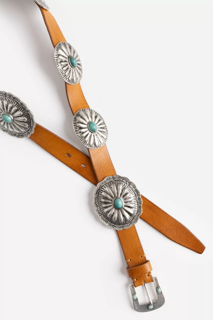 Johnny Was PETALO ITALIAN LEATHER CONCH BELT Cuoio