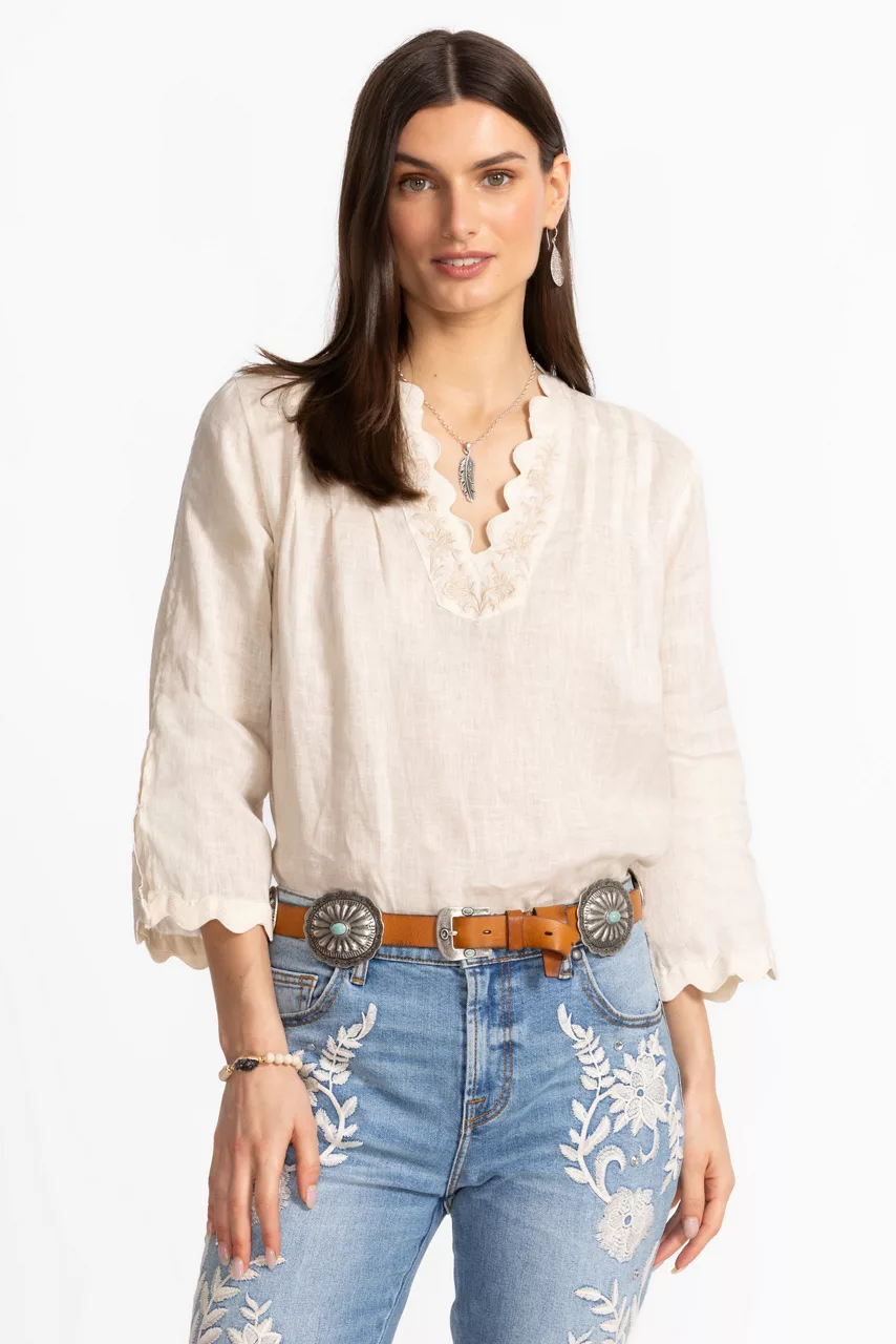 Johnny Was PETALO ITALIAN LEATHER CONCH BELT Cuoio