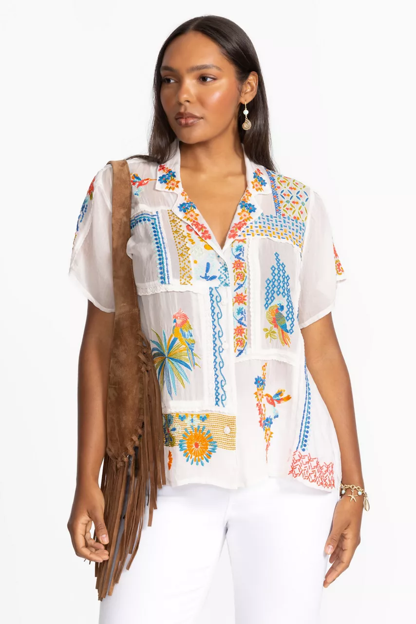 Johnny Was PETRA SHIRT White