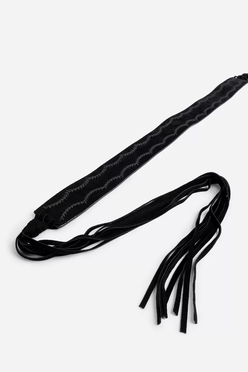 Johnny Was PETTINE ITALIAN SUEDE TASSEL BELT Black