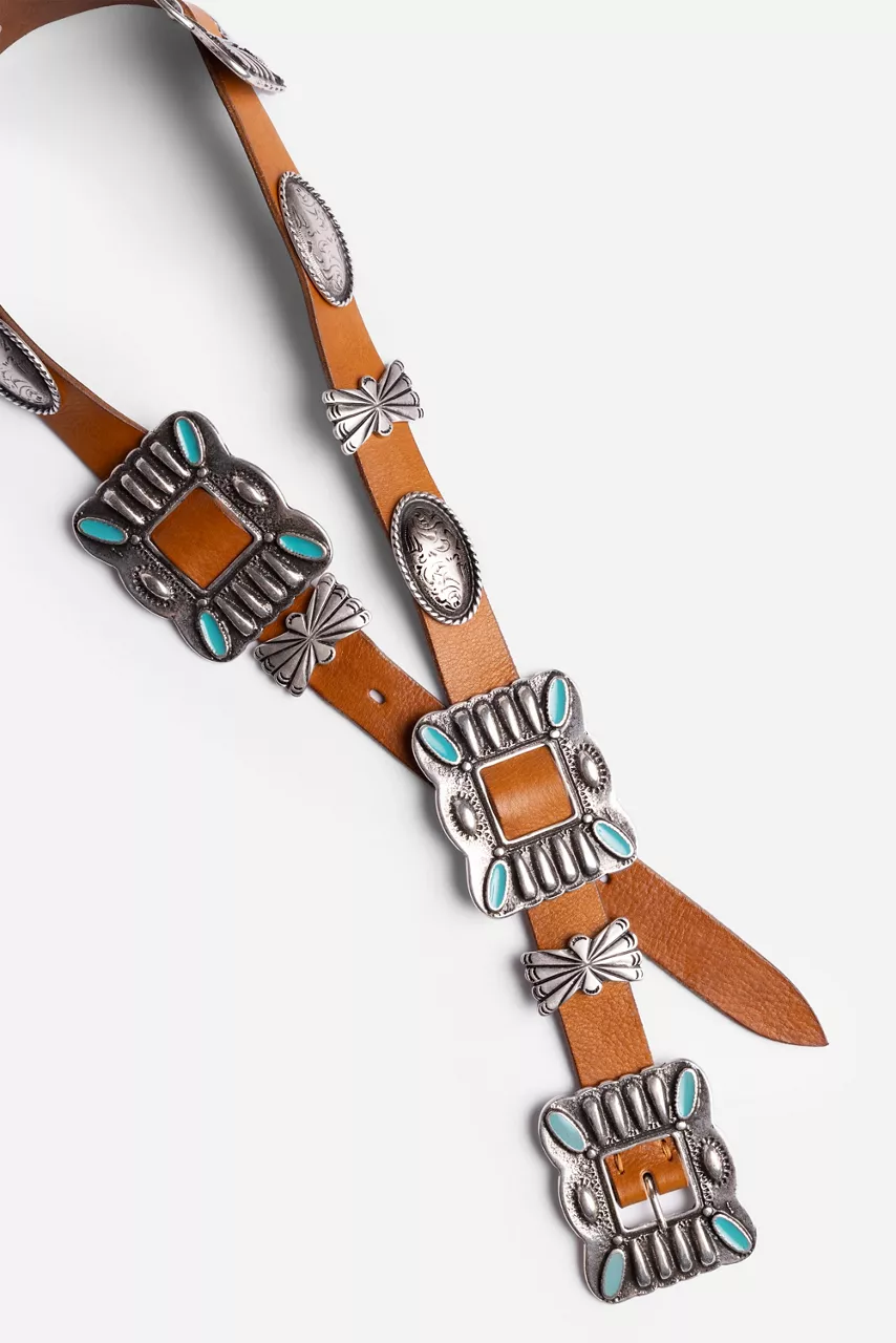 Johnny Was PIAZZA ITALIAN LEATHER CONCH BELT Cuoio