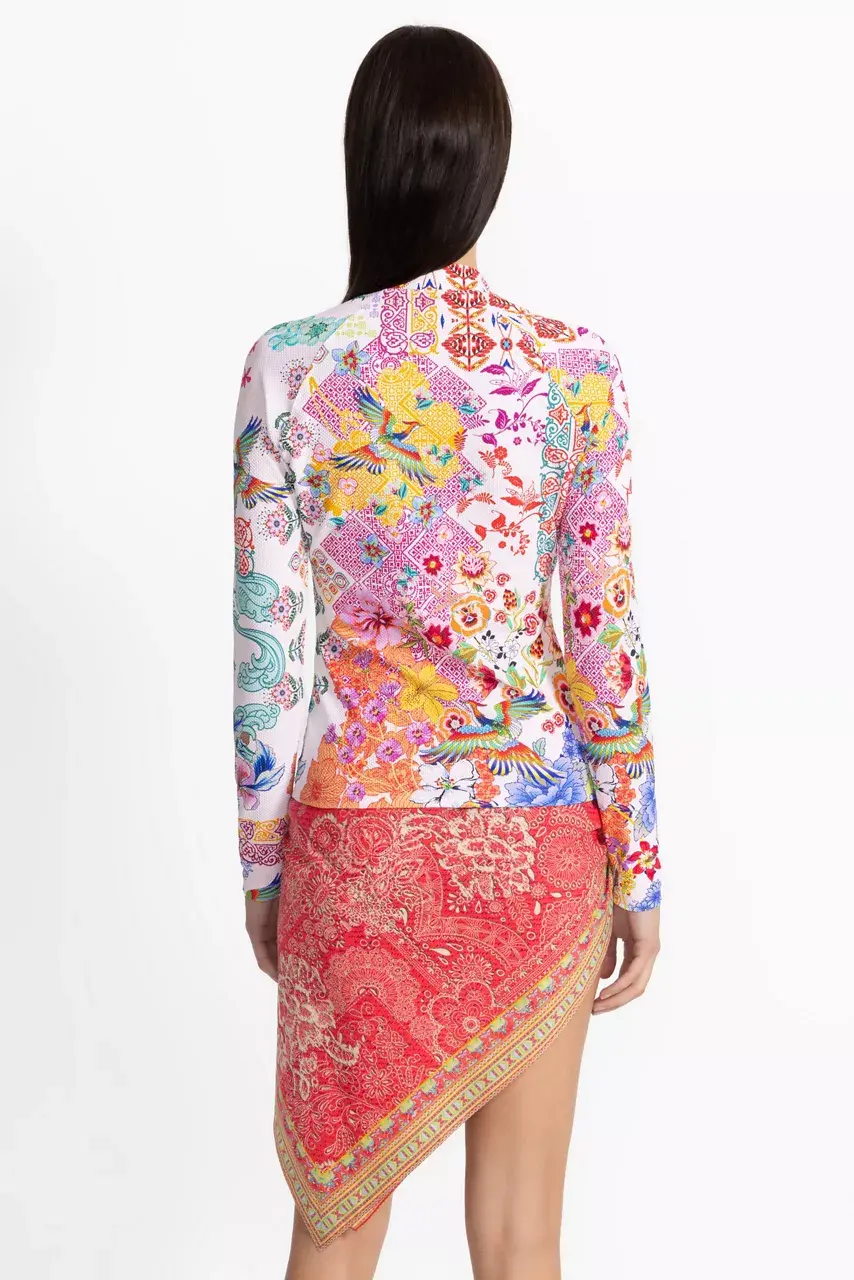 Johnny Was PIQUE LONG SLEEVE SURF SHIRT Paula