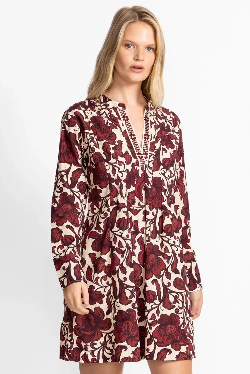 Johnny Was PLEATED DRESS Camilla Red