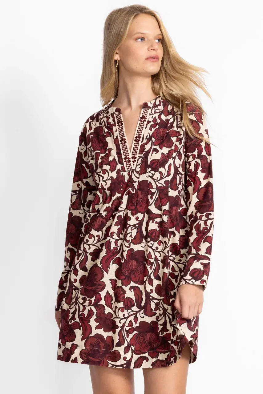 Johnny Was PLEATED DRESS Camilla Red