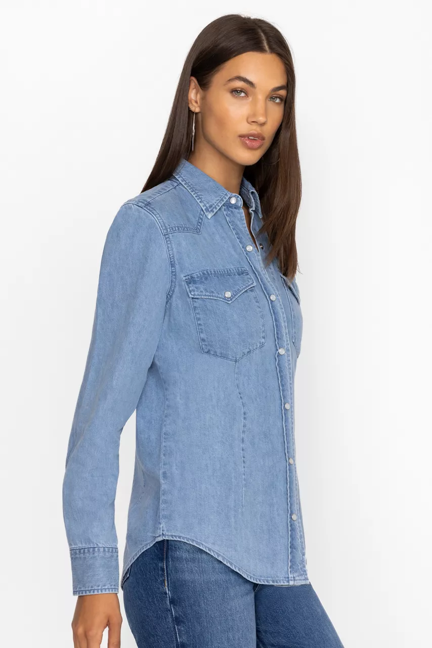 Johnny Was PROVENCE DENIM SHIRT Light Antique Wash