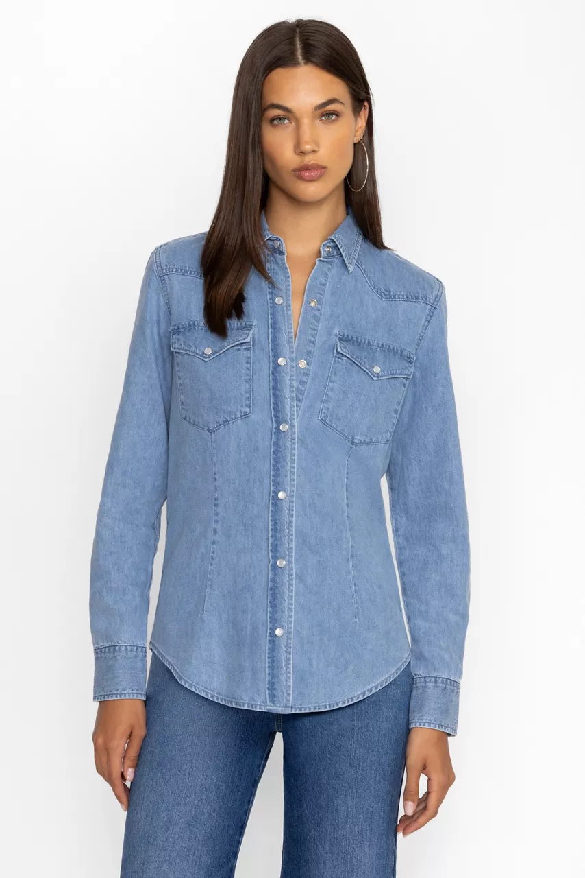 Johnny Was PROVENCE DENIM SHIRT Light Antique Wash