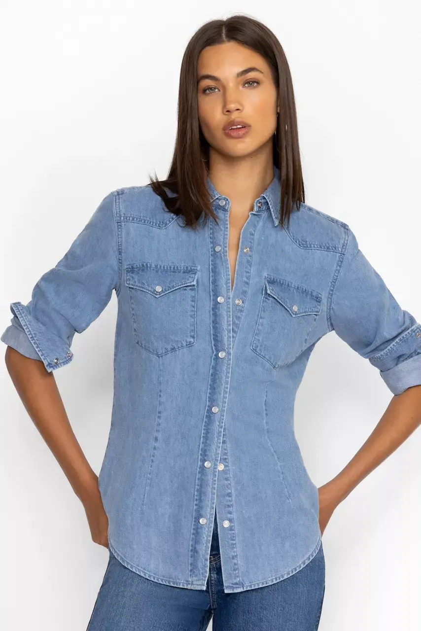 Johnny Was PROVENCE DENIM SHIRT Light Antique Wash