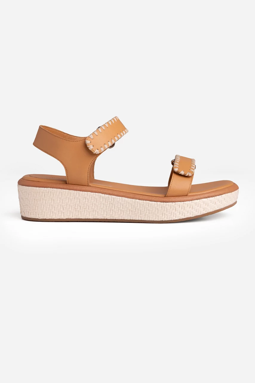 johnny was RAFFIA EMBROIDERED SANDAL Taupe