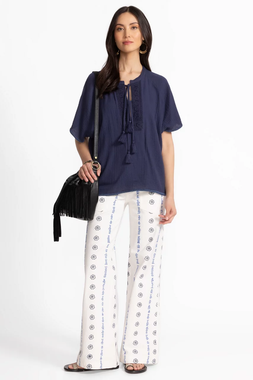 Johnny Was RAGLAN PONCHO TOP Blue Nights