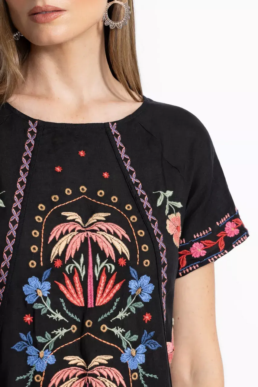 Johnny Was RAGLAN SEAMED DRESS Black