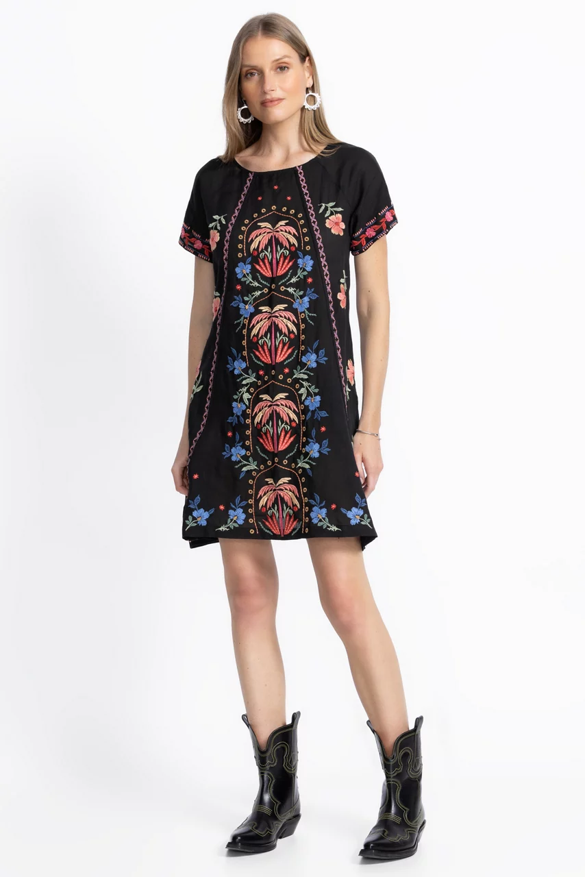 johnny was RAGLAN SEAMED DRESS Black