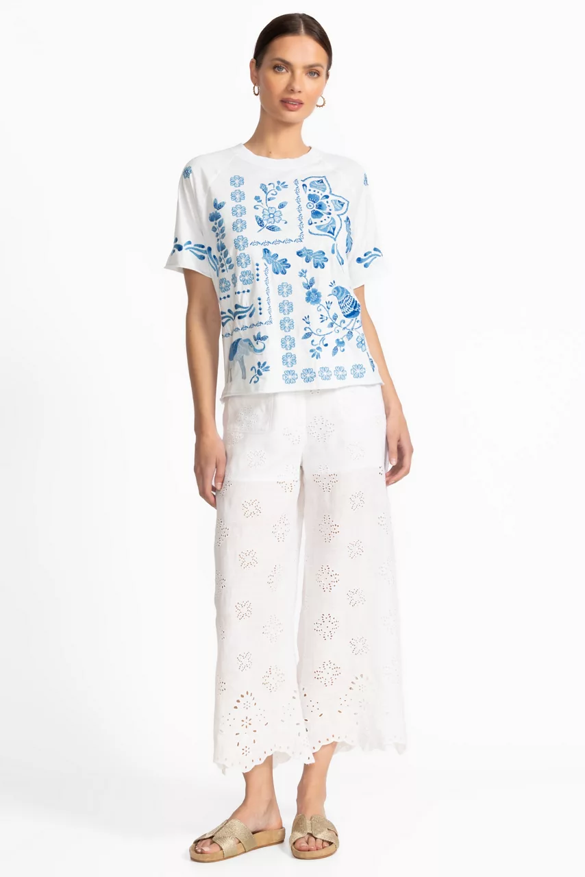 Johnny Was RAW EDGE RAGLAN BOXY TEE White