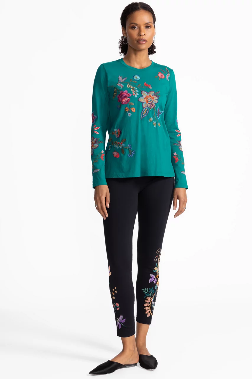 Johnny Was RAW SEAM CREW NECK TEE Deep Lake