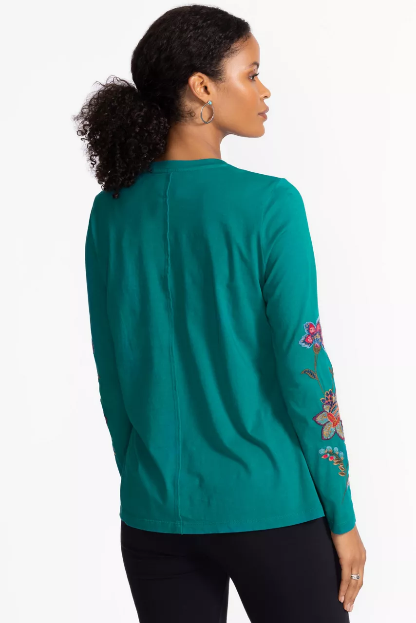 Johnny Was RAW SEAM CREW NECK TEE Deep Lake