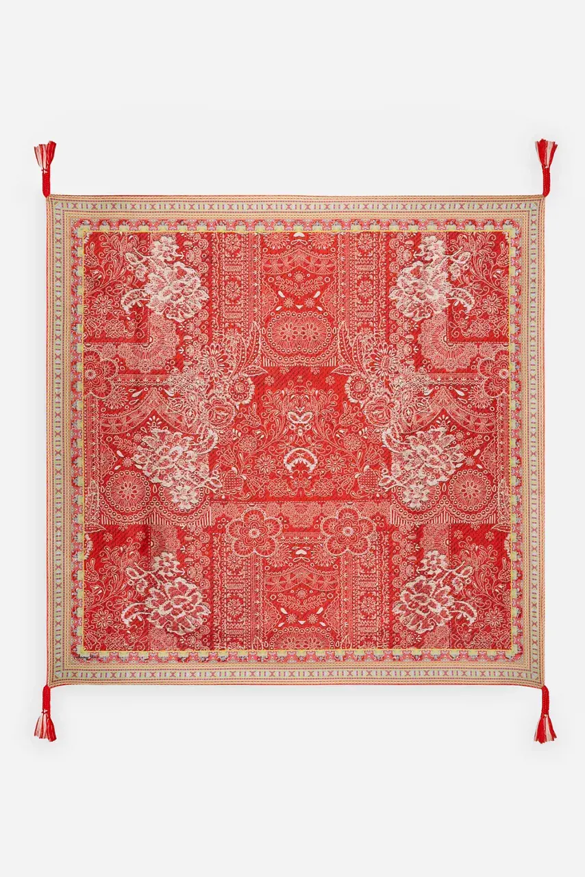 johnny was RED LACE SILK SCARF Red Lace