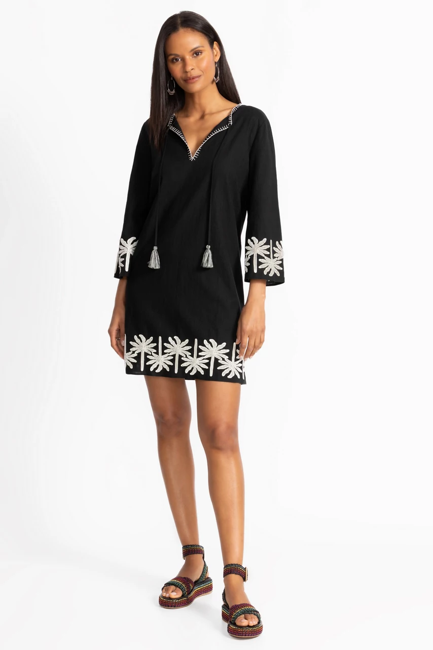 Johnny Was RELAXED KIMONO SLEEVE DRESS Black