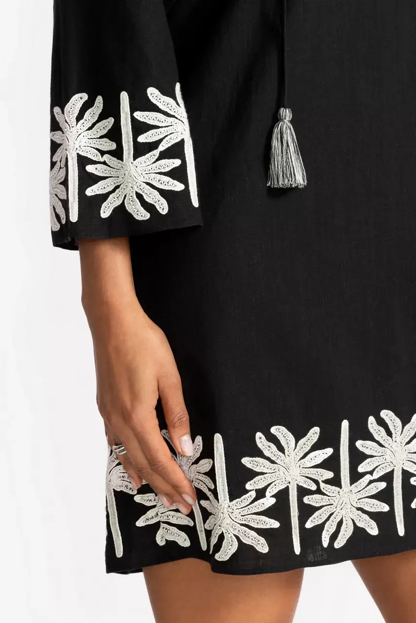 Johnny Was RELAXED KIMONO SLEEVE DRESS Black