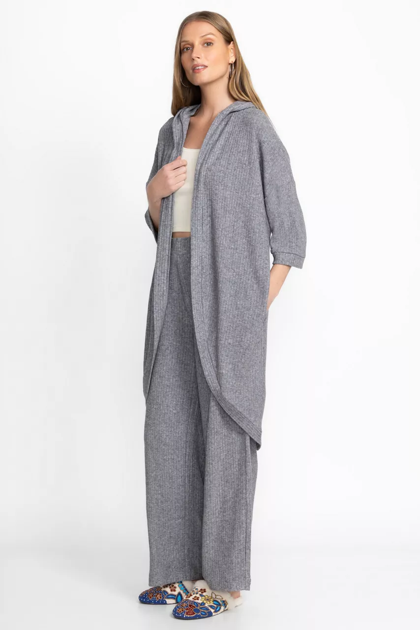 Johnny Was RIB HI LOW KIMONO Charcoal Heather