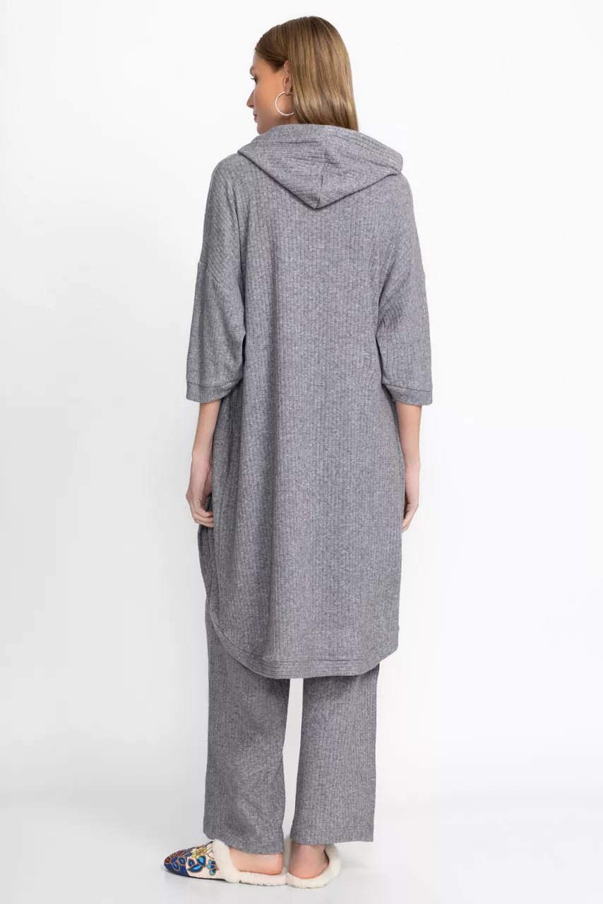 Johnny Was RIB HI LOW KIMONO Charcoal Heather