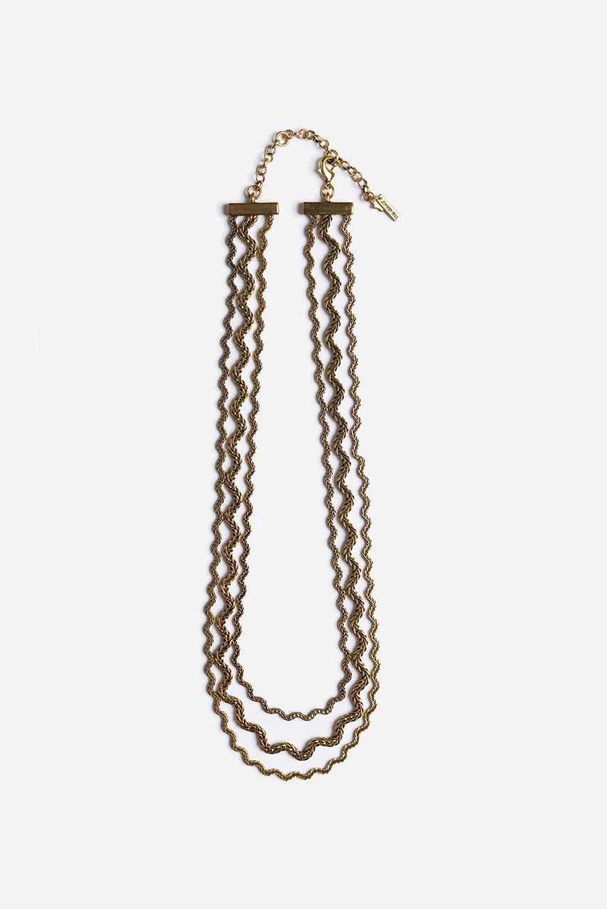johnny was RIC RAC TRIPLE STRAND NECKLACE Gold